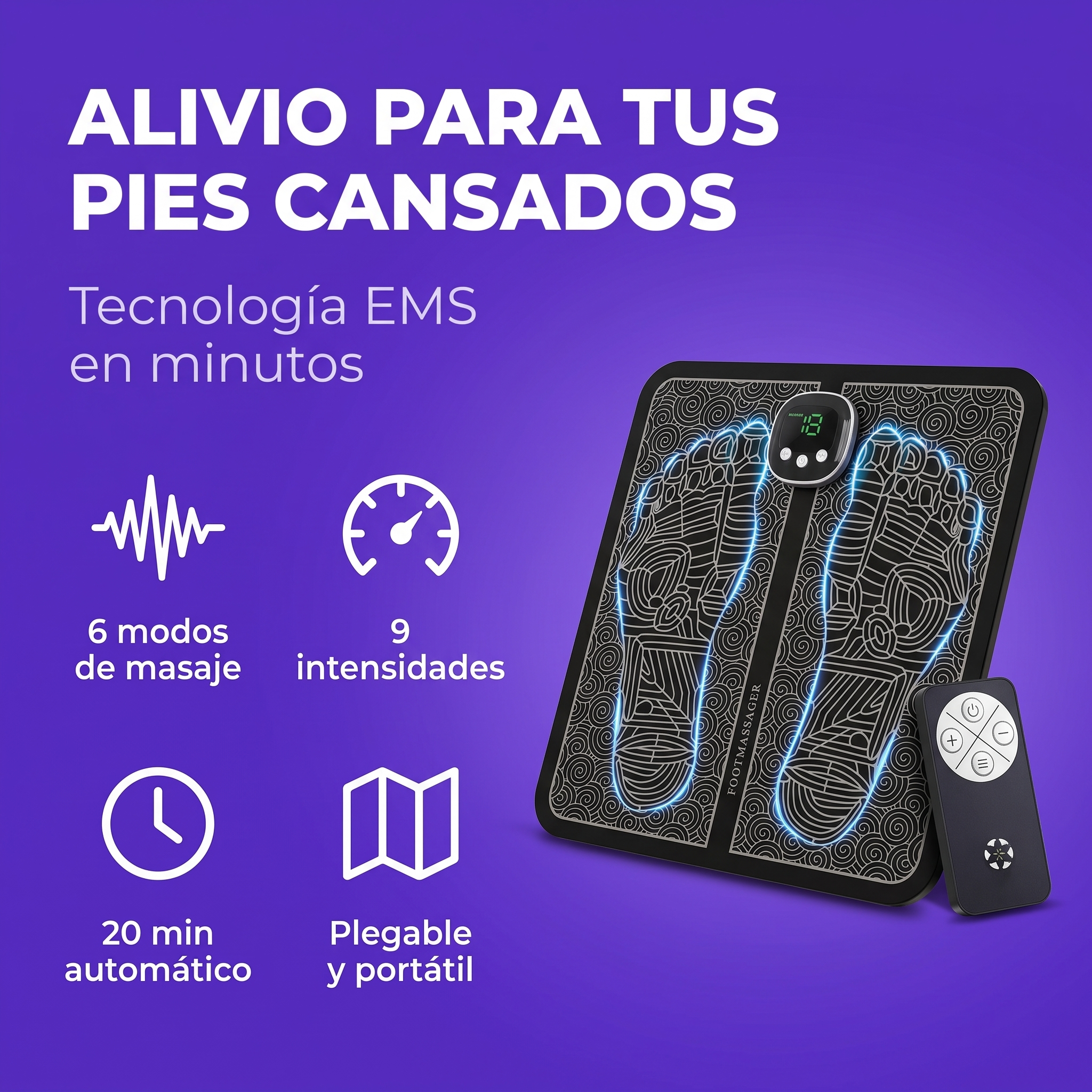 Masajeador de Pies EMS – Alivio Instantáneo para Pies Cansados