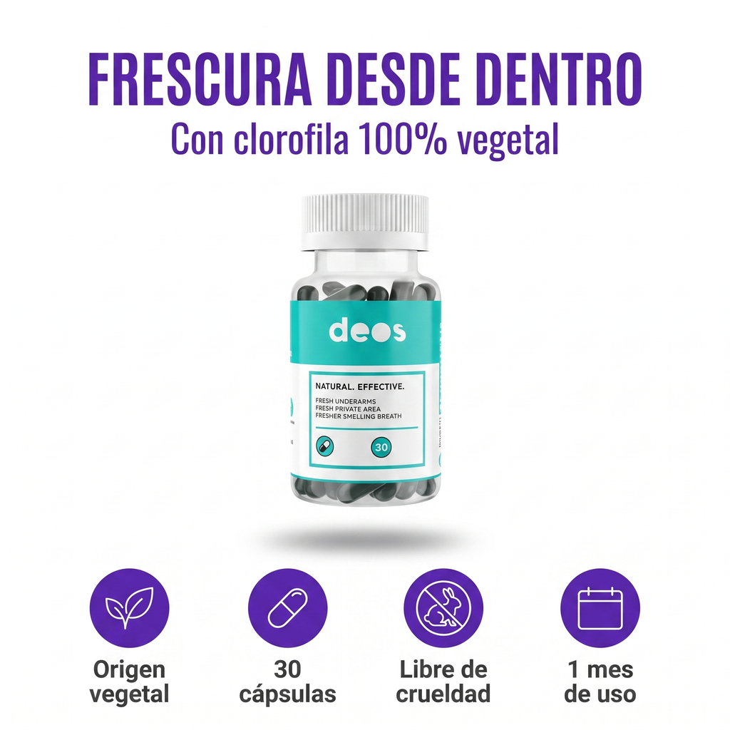 Cápsulas DEOS – Frescura Corporal Natural con Clorofila (30 cápsulas)