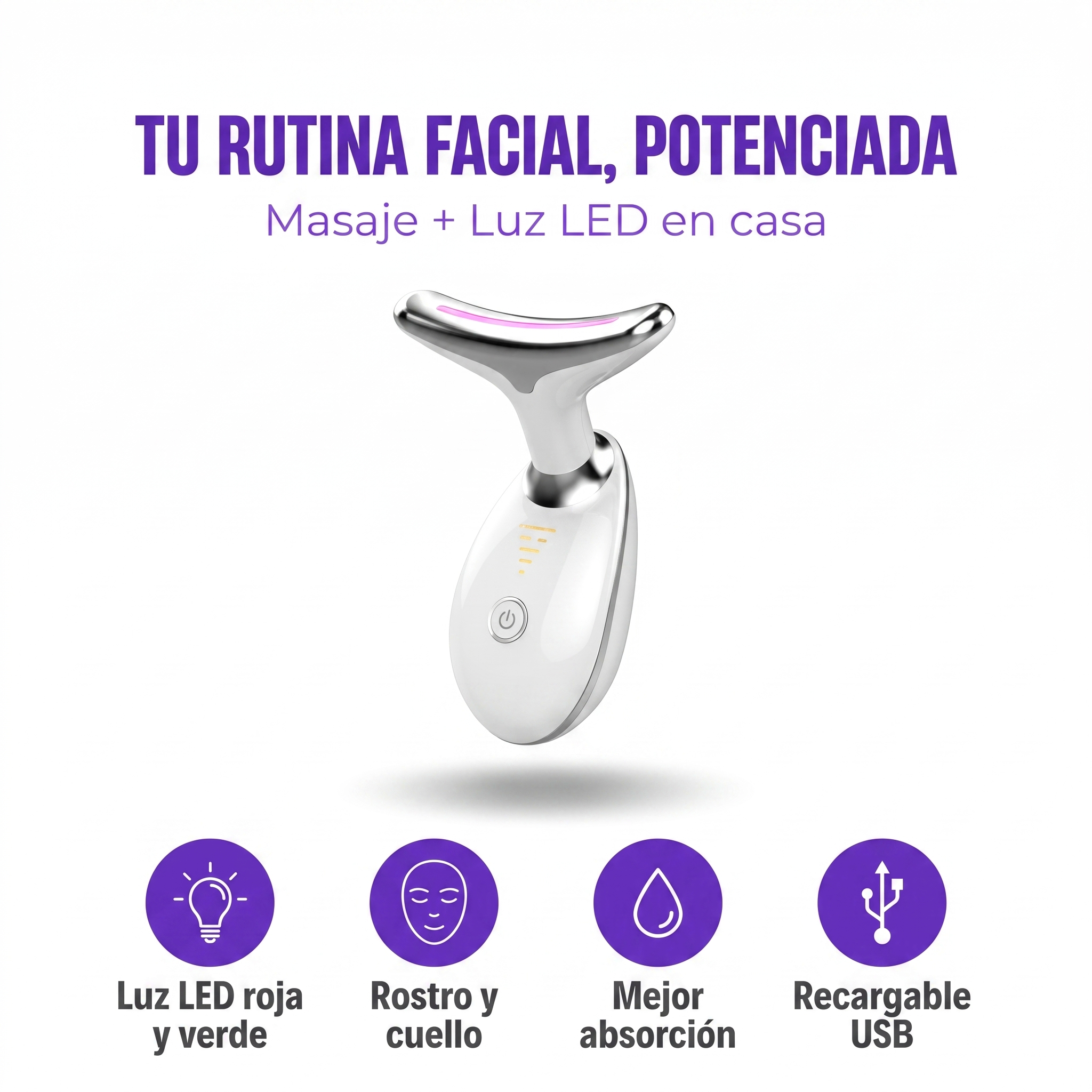 Masajeador Facial LED – Cuidado Profesional para Rostro y Cuello en Casa
