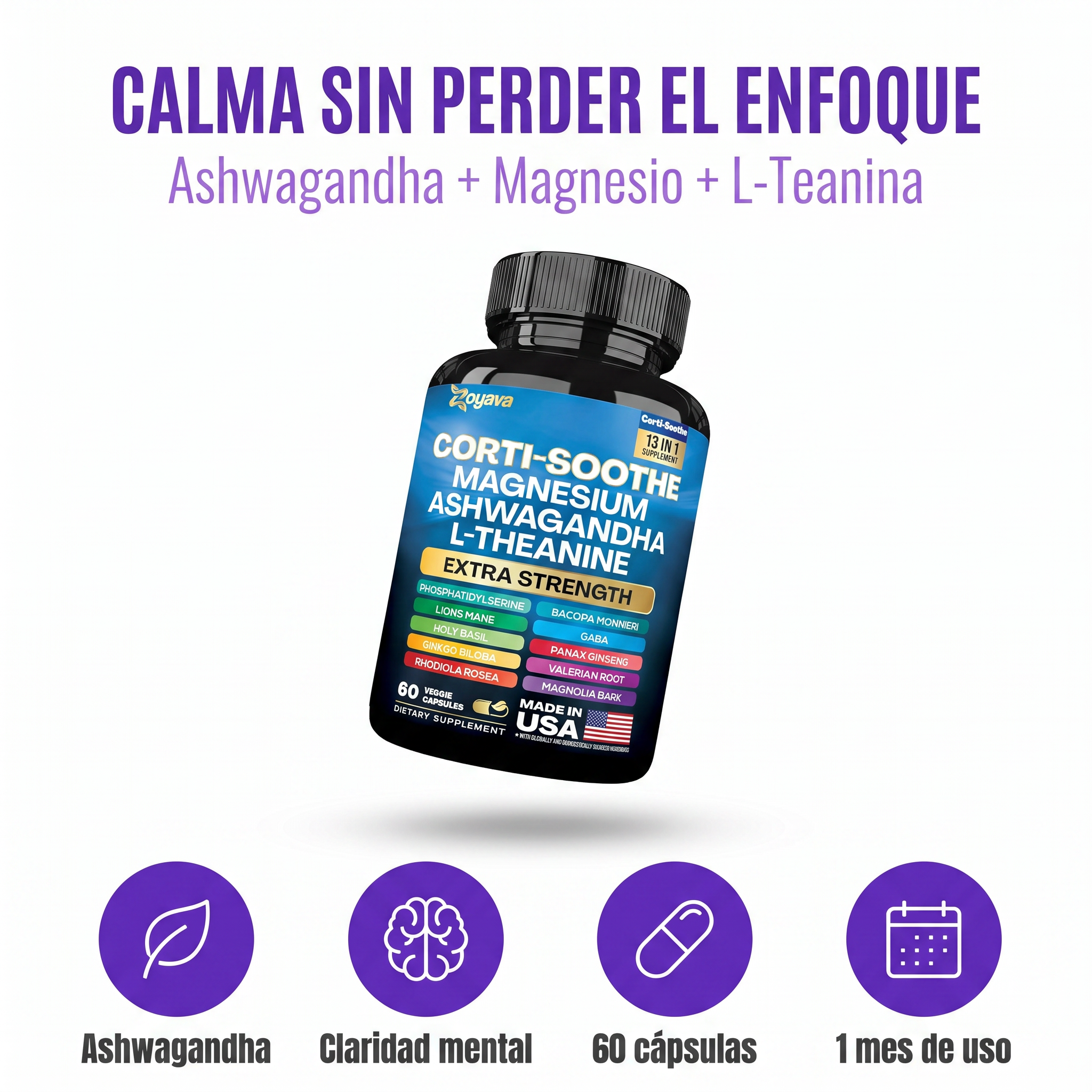 Calm Support Complex – Ashwagandha, Magnesio y L-Teanina para Calma y Enfoque