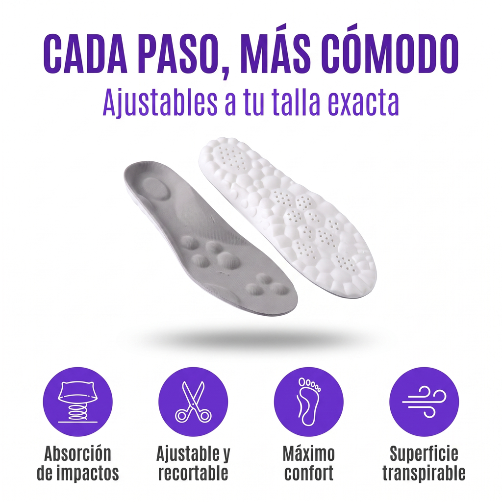 Plantillas Ortopédicas Viscoelásticas Ajustables – Confort y Absorción de Impactos