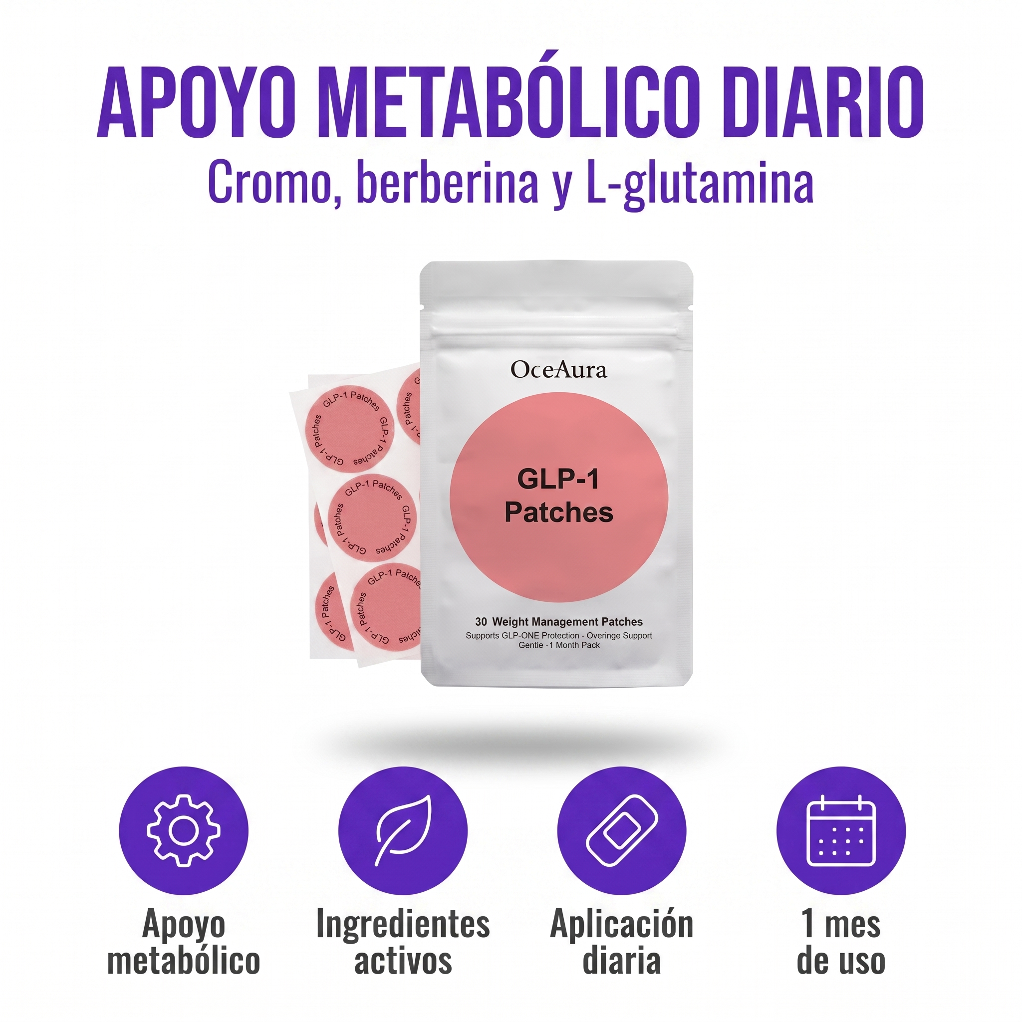 Parches Metabólicos – Con Cromo, Berberina y L-Glutamina (30 unidades)