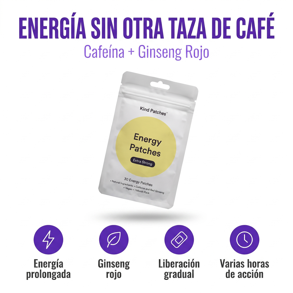 Parches de Energía Natural – Con Cafeína y Ginseng Rojo (30 unidades)