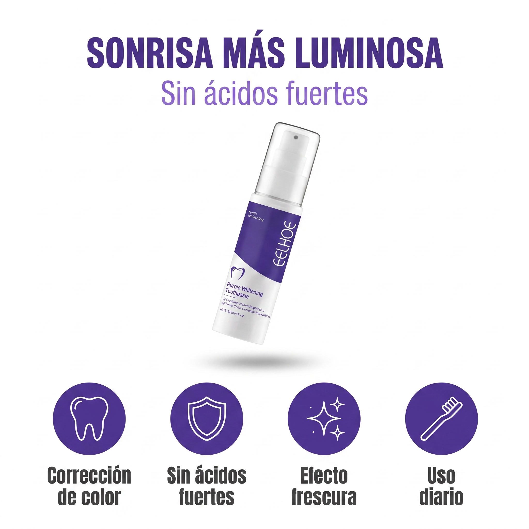 Pasta Dental Blanqueadora – Corrección de Color sin Ácidos Fuertes